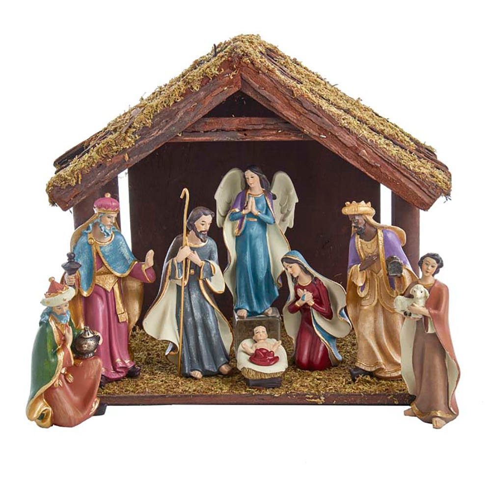 6.25 x 11 in. Nativity Set with Stable - 8 Piece