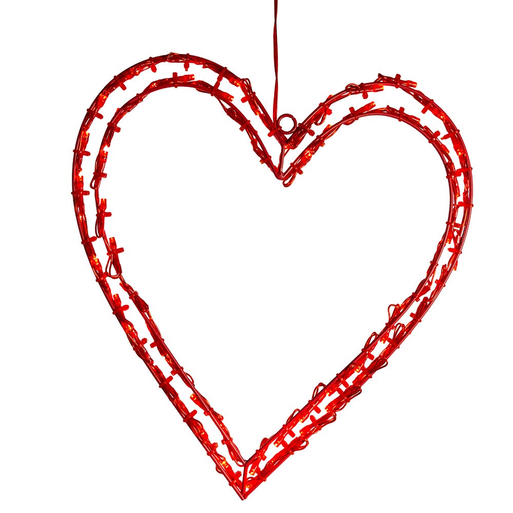 Kurt Adler AD1021 12 in. Lighted LED Heart Window Decor