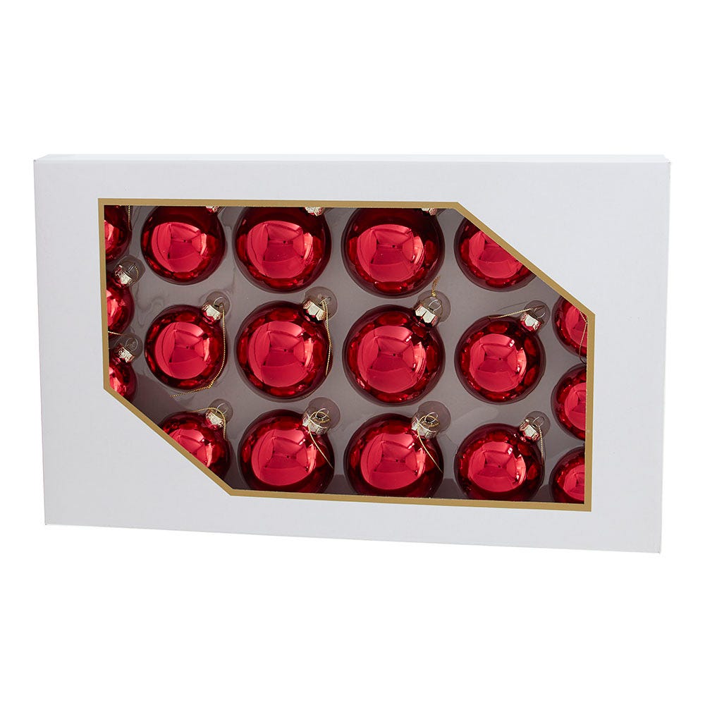 60 - 80 mm Shiny Glass Ball Ornaments, Red - 20 Piece -  SeasonSuprise, SE2606499