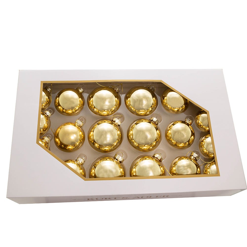 60 - 80 mm Shiny Glass Ball Ornaments, Gold - 20 Piece -  SeasonSuprise, SE2606501