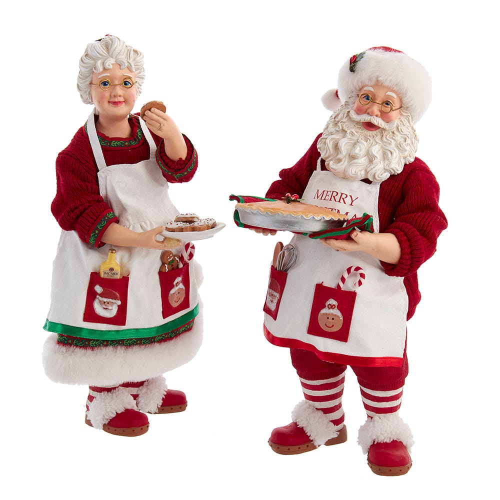 10.5 in. 2 Piece Fabrich Mr. & Mrs. Santa Set
