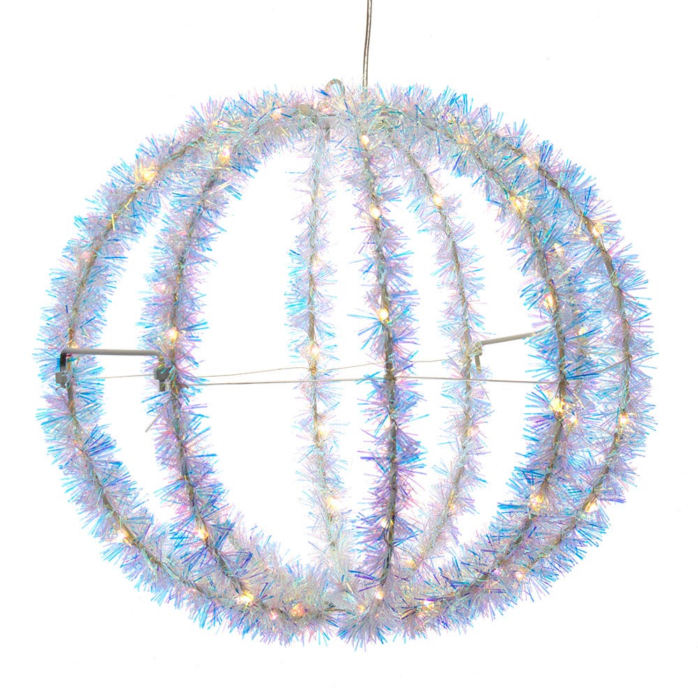 12 in. LED Tinsel Foldable Sphere, Warm White
