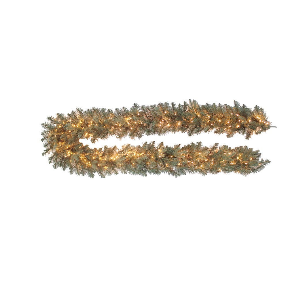 Kurt S. Adler P71091LEDWW 9 ft. Pre-Lit Warm White Cluster LED Blue Spruce Garland