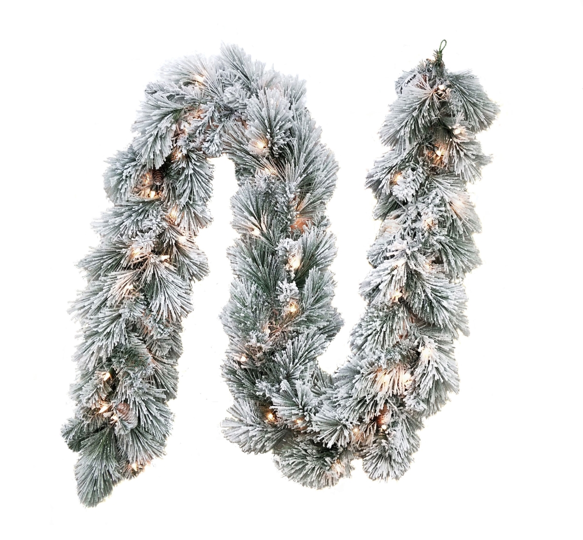 9 ft. Pre-Lit Incandescent Flocked Garland, Clear