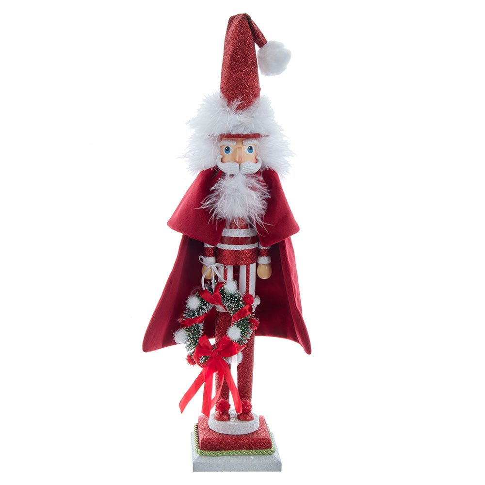 Picture of Kurt Adler HA0594 20 in. Hollywood Skinny Nutcracker with Wreath&#44; Red