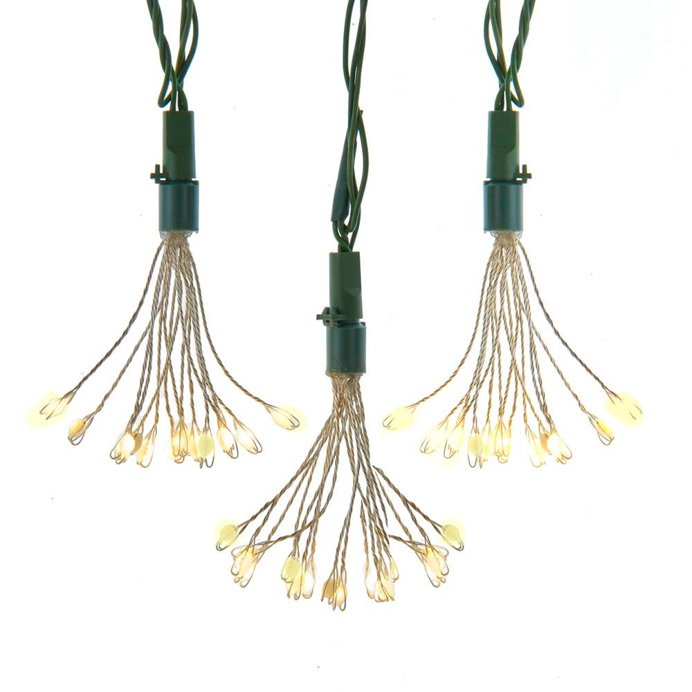 75-Light Cluster Twinkle LED Lights with Wire - Warm White & Green