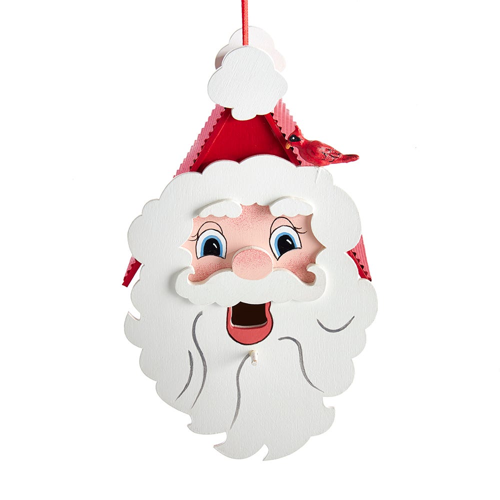 Kurt S. Adler G0286 9 in. Wooden Santa Head Birdhouse Ornament, Multi Color