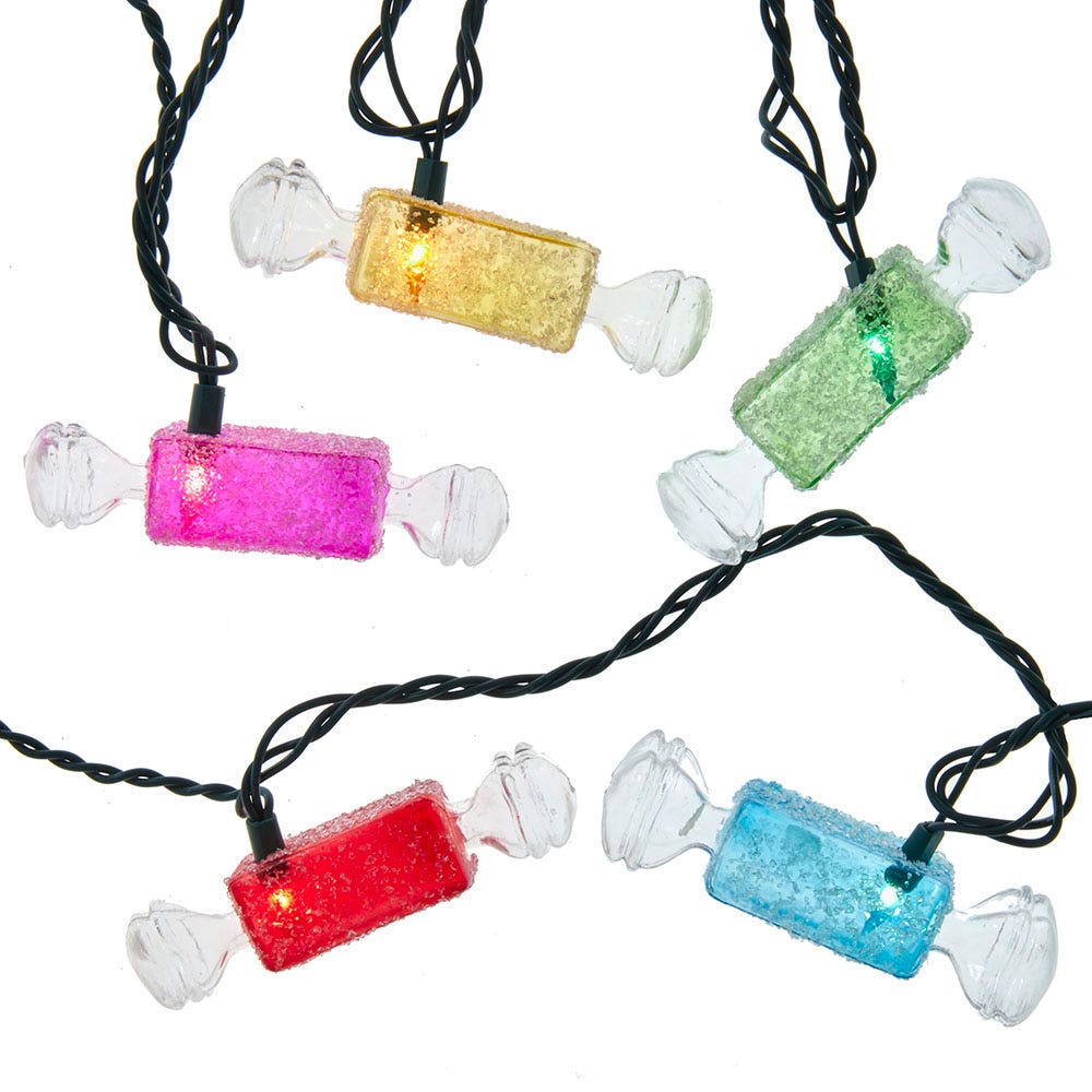 9 ft. UL 10-Light Glitter Candies Light Set, Multi Color
