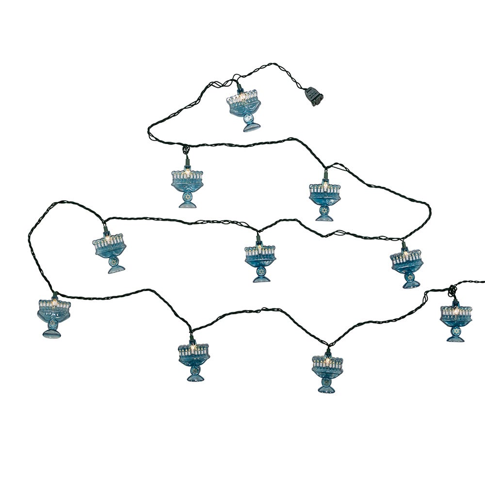 9 ft. UL 10-Light Menorah Light Set, Blue