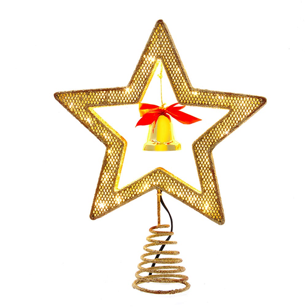Picture of Kurt S. Adler AD2402 12 in. 45 Light Star Tree Topper with Bell&#44; Gold