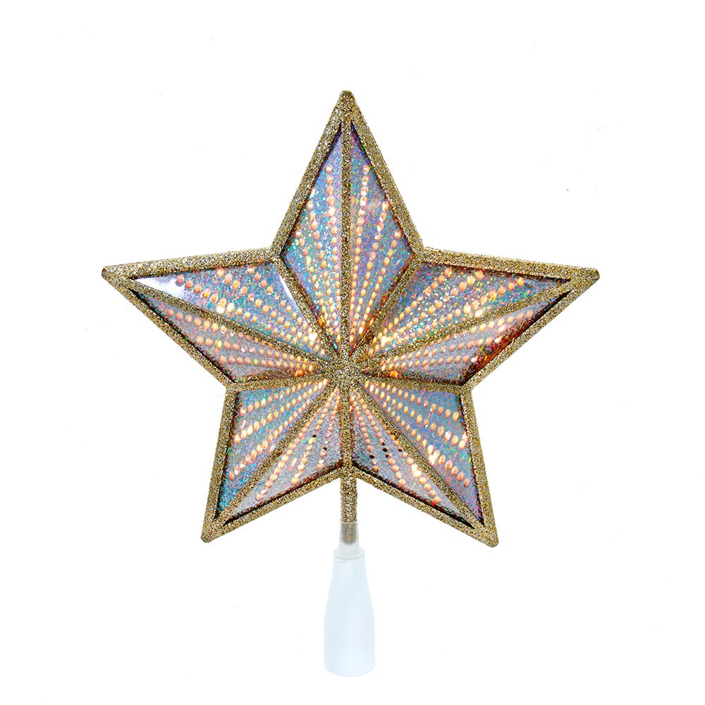 Picture of Kurt S. Adler UL4014 10 in. Lighted Star Tree Topper&#44; Gold & Iridescent