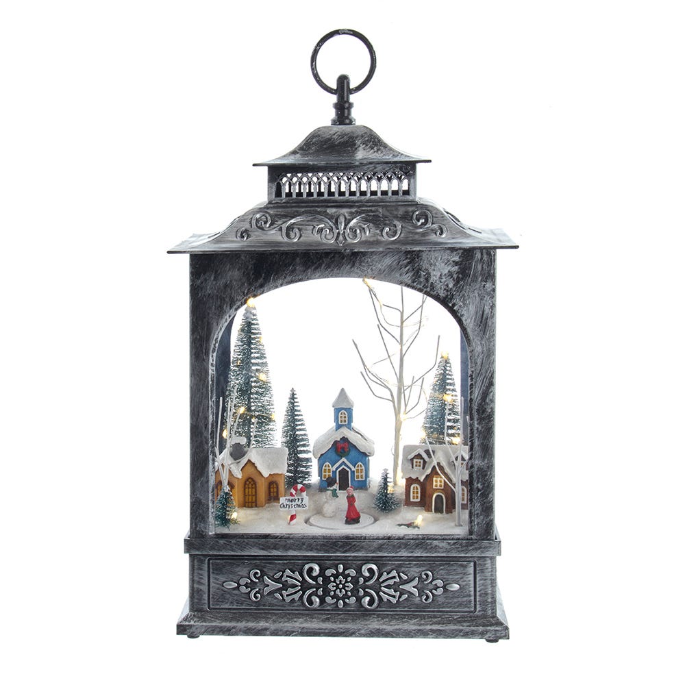 Kurt S. Adler JEL1305 15 in. Battery-Operated Led Musical Christmas Village Lantern, Multi Color