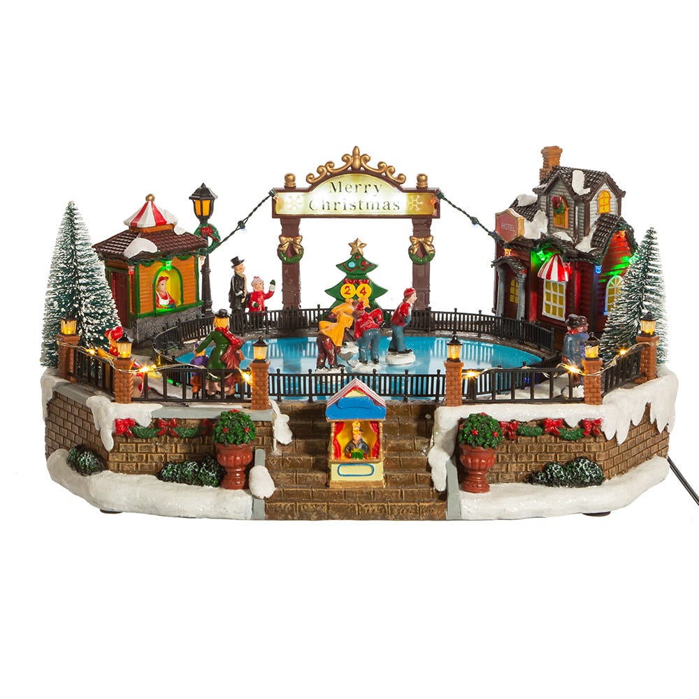 Kurt S. Adler JEL1308 6.5 in. LED Musical Ice Hockey Rink Table Piece, Multi Color