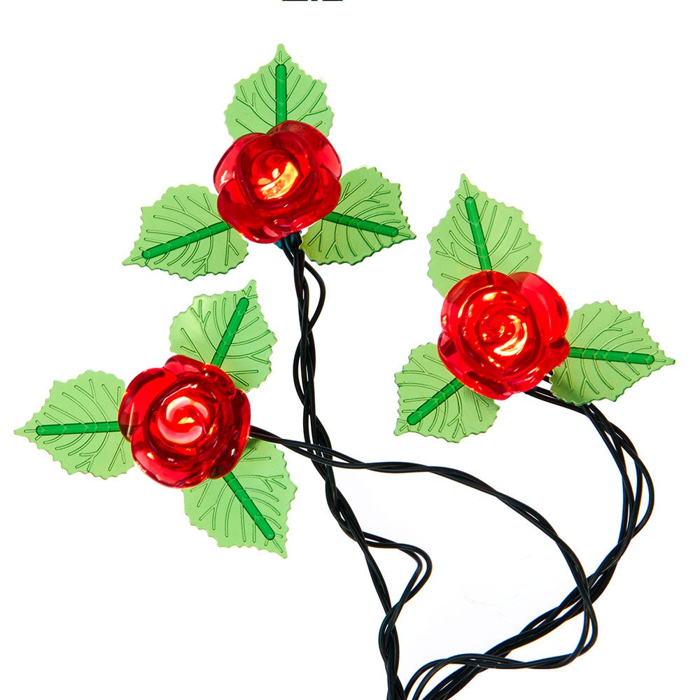 10-Light LED Rose Light Set, Red