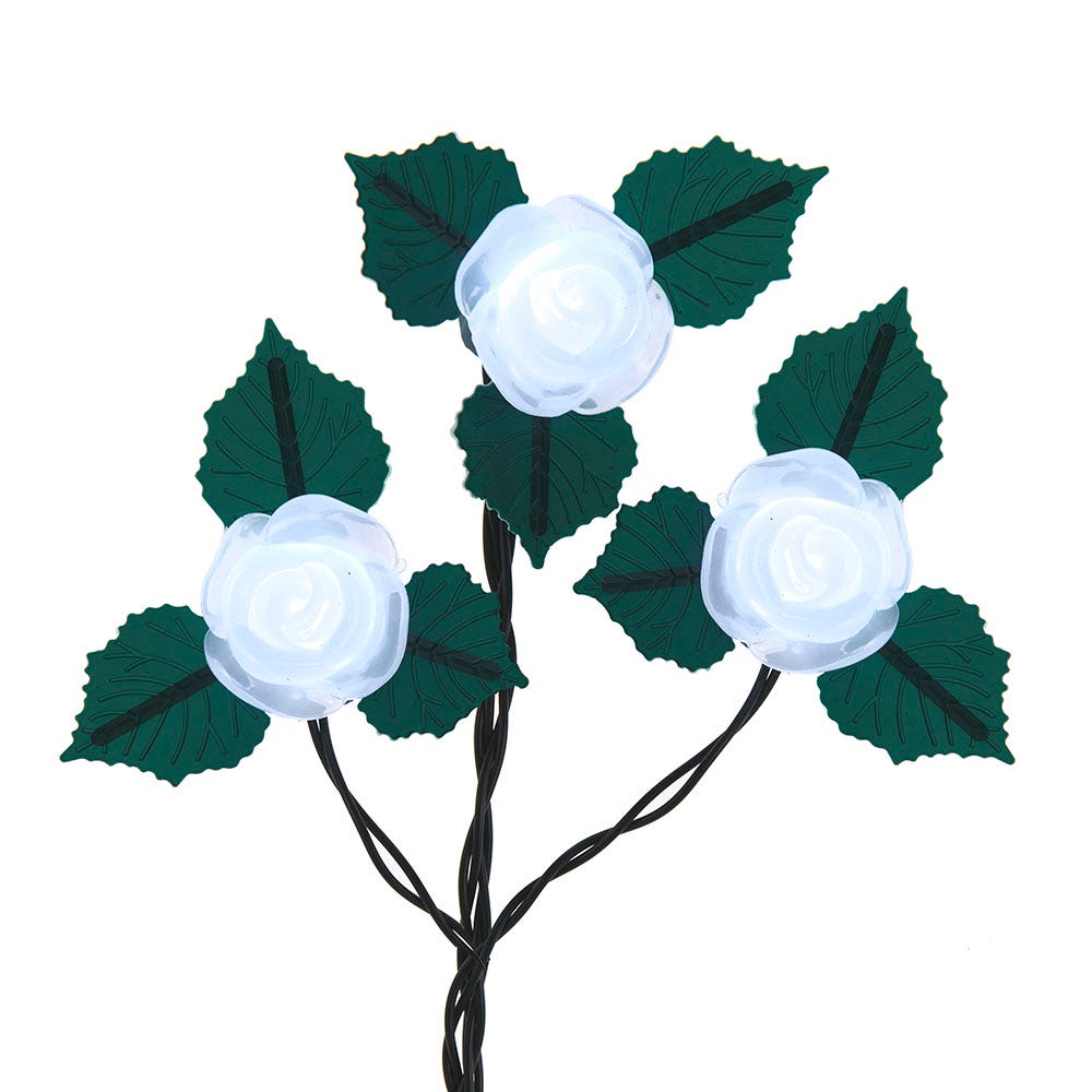 10-Light Frost Rose Light Set, Cool White