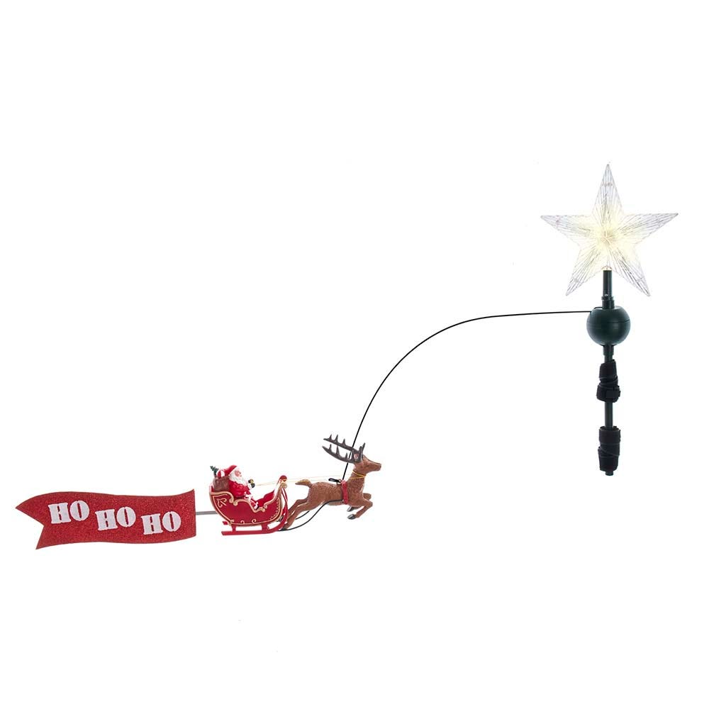 Picture of Kurt S. Adler AD3001 19.7 in. LED Star Tree Topper with Rotating Santa&#44; Multi Color