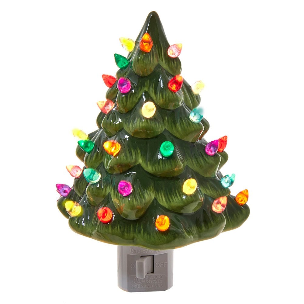 6 in. Ceramic Tree Night Light, Green