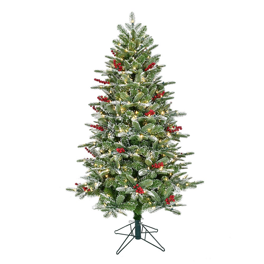 Kurt S. Adler TR2387 5 ft. Instant Connect Pre-Lit Dual-Color LED Flocked Breckenridge Artificial Tree -  kurt S Adler Inc