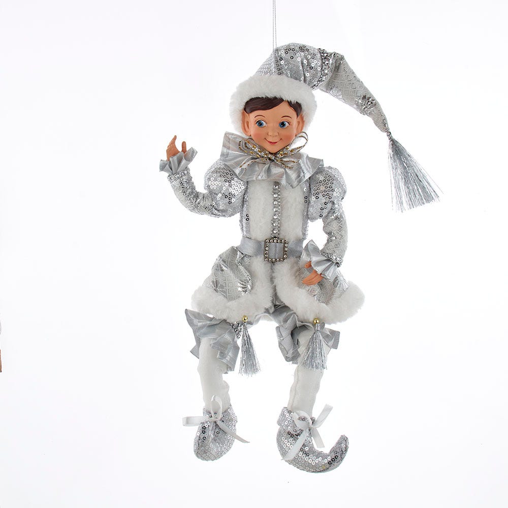 15 in. Silver & White Kringle Klaus Elf Ornament