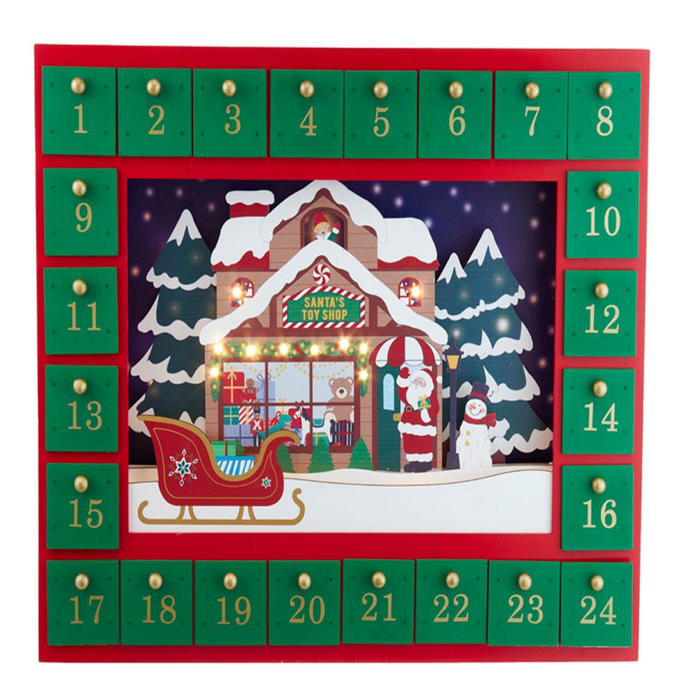 Picture of Kurt S. Adler J7483 14.3 in. Battery-Operated Santa Toy Shop Advent Calendar