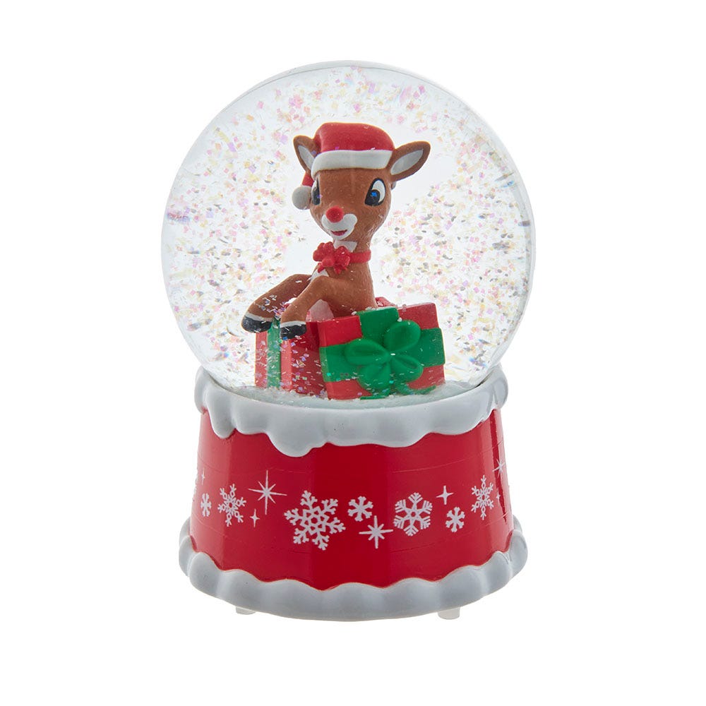 100 mm Kurt Adler Rudolph in Present Water Globe