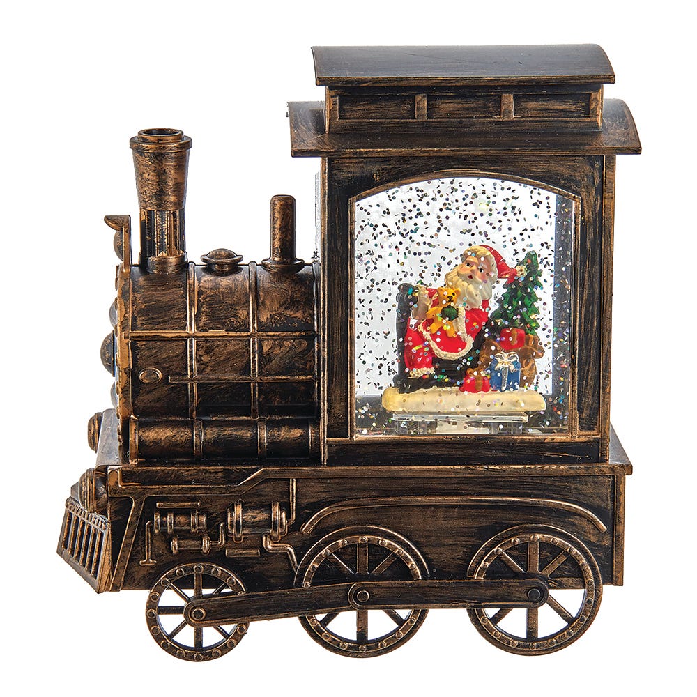 7 in. Battery-Operated Musical with Light Santa Water Train & Projector