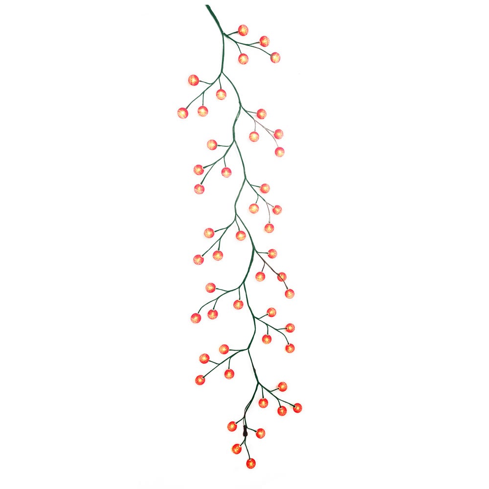 6 ft. Green & Red Garland with 48 LED & Ball Lights
