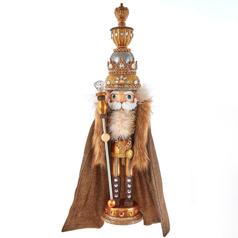 Picture of Kurt S. Adler HA0629 17.5 in. Hollywood Gold with Fuzzy Cape King Nutcracker