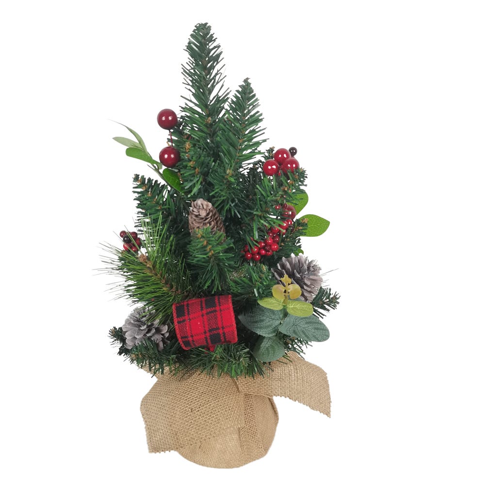 18 in. Berries & Pinecone Ribbon Artificial Tree