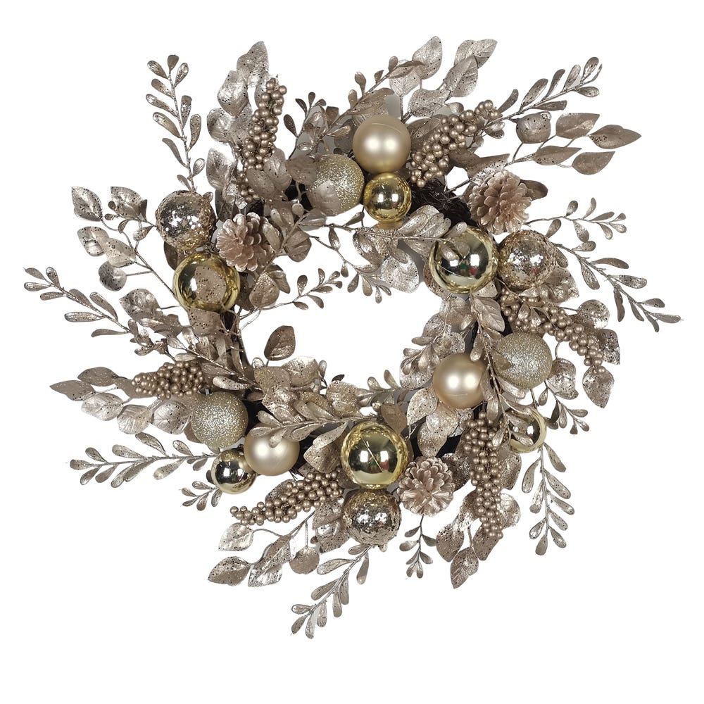 24 in. Gold & Champagne Gold Rattan Wreath
