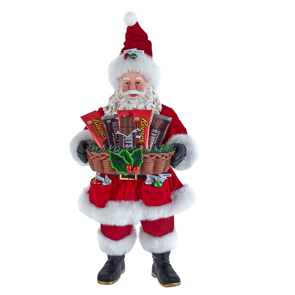 HY0502 Kurt Adler Santa with Basket Tablepiece
