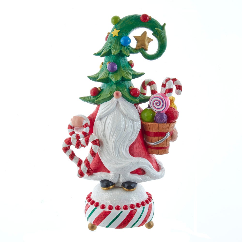 Jolly Jingles Tree Hat Gnome Table Piece - Red and White - 12 in.