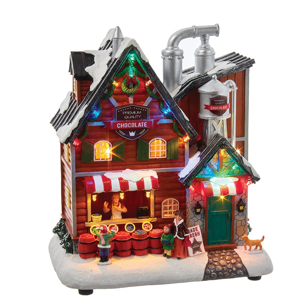 Kurt S. Adler JEL1312 10.63 in. Battery-Operated Light Up Musical Chocolate Factory