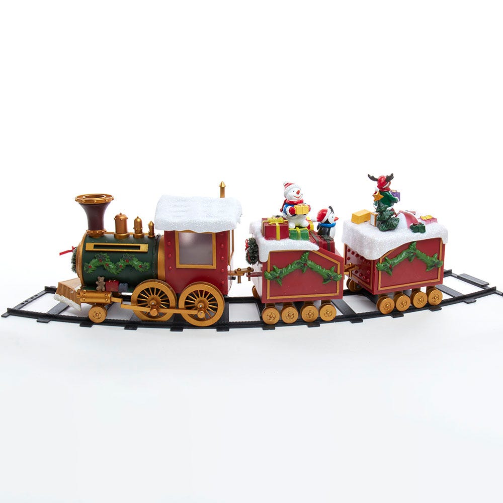 19.7 in. Battery-Operated Light Up Musical Santa Train Set Set - 3 Piece