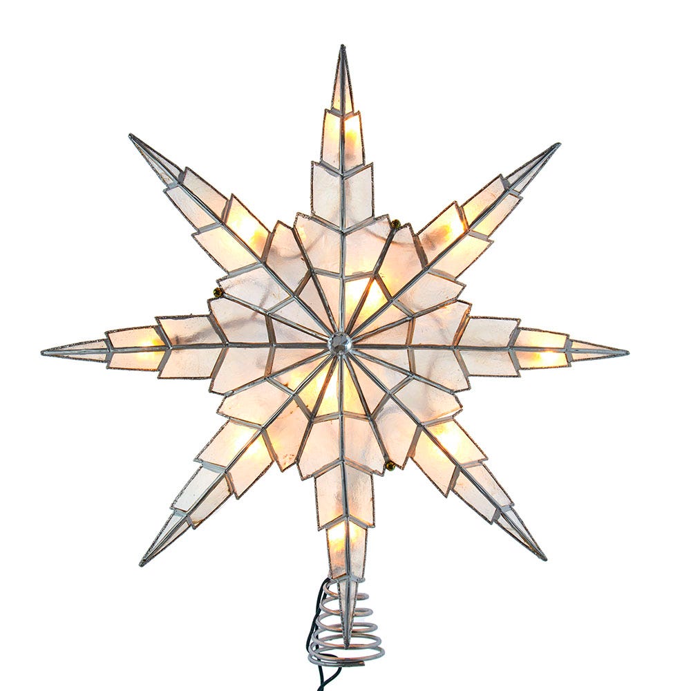 Picture of Kurt S. Adler UL3175 15 in. 10-Light 8-Point Capiz Silver Star Tree Topper