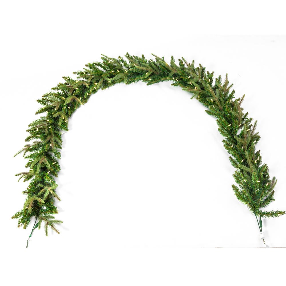 9 ft. Pre-Lit Warm White LED Grand Fir Garland