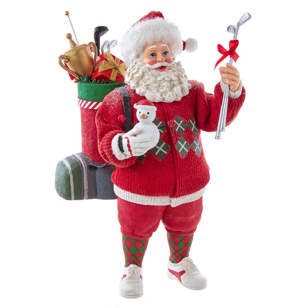 10.5 in. Fabrich Golf Santa Table Piece
