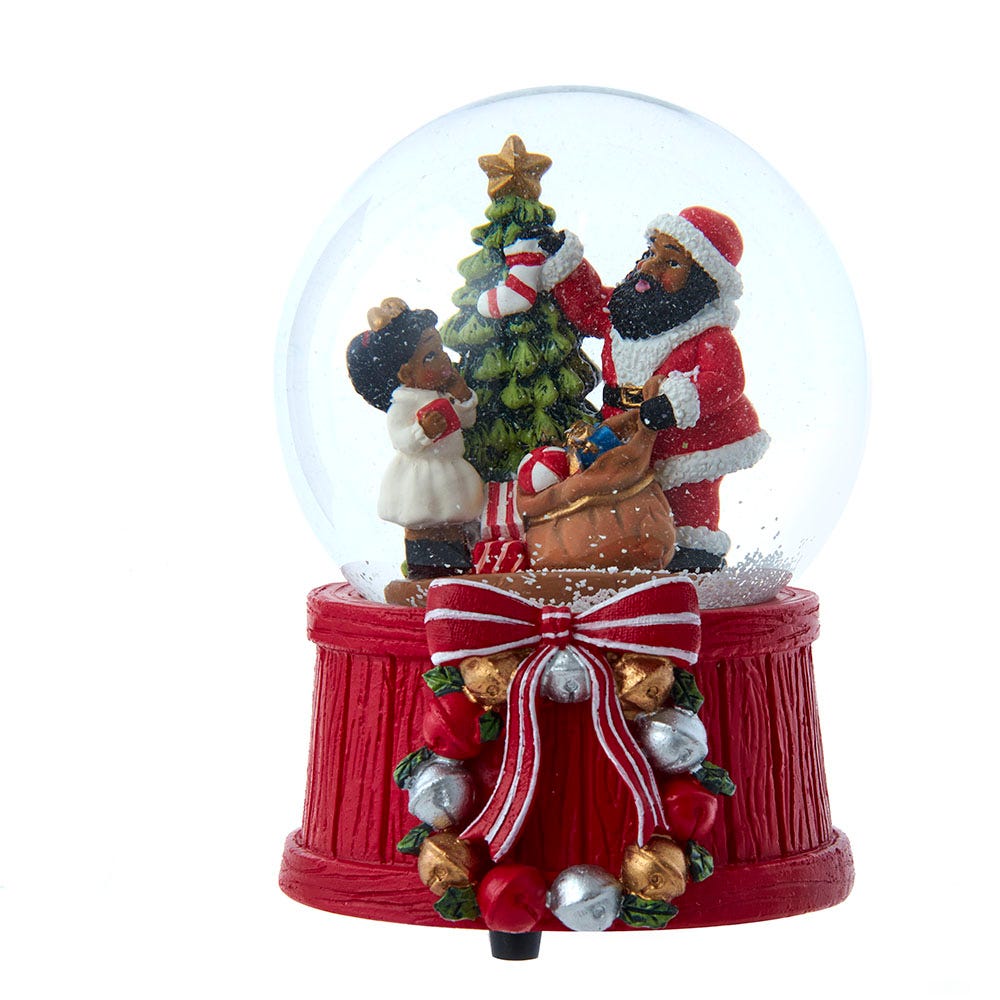 100 mm Musical African American Santa Water Globe