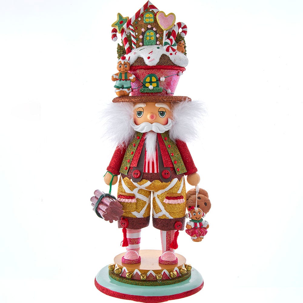 Picture of Kurt S. Adler HA0617 18 in. Hollywood Nutcrackers Battery Operated LED Gingerbread House Hat Nutcracker