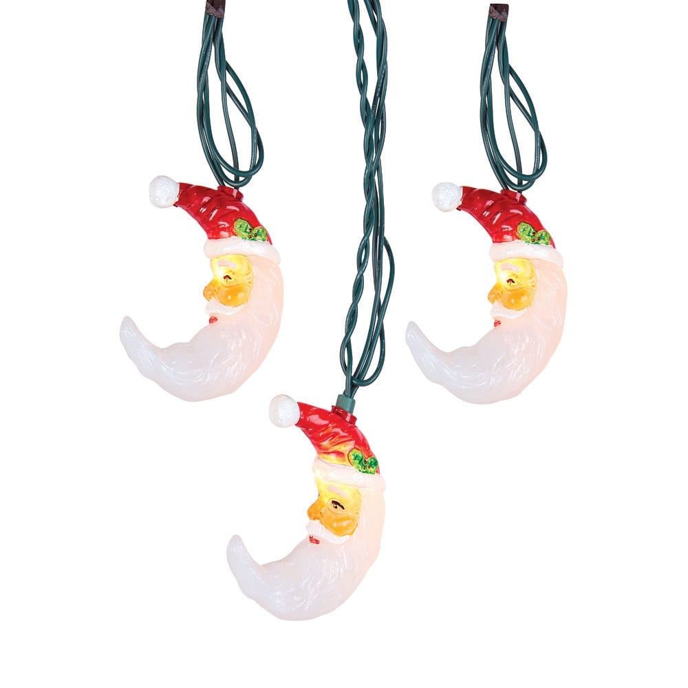 10-Light Santa Moon Face Light Set with UL Certified