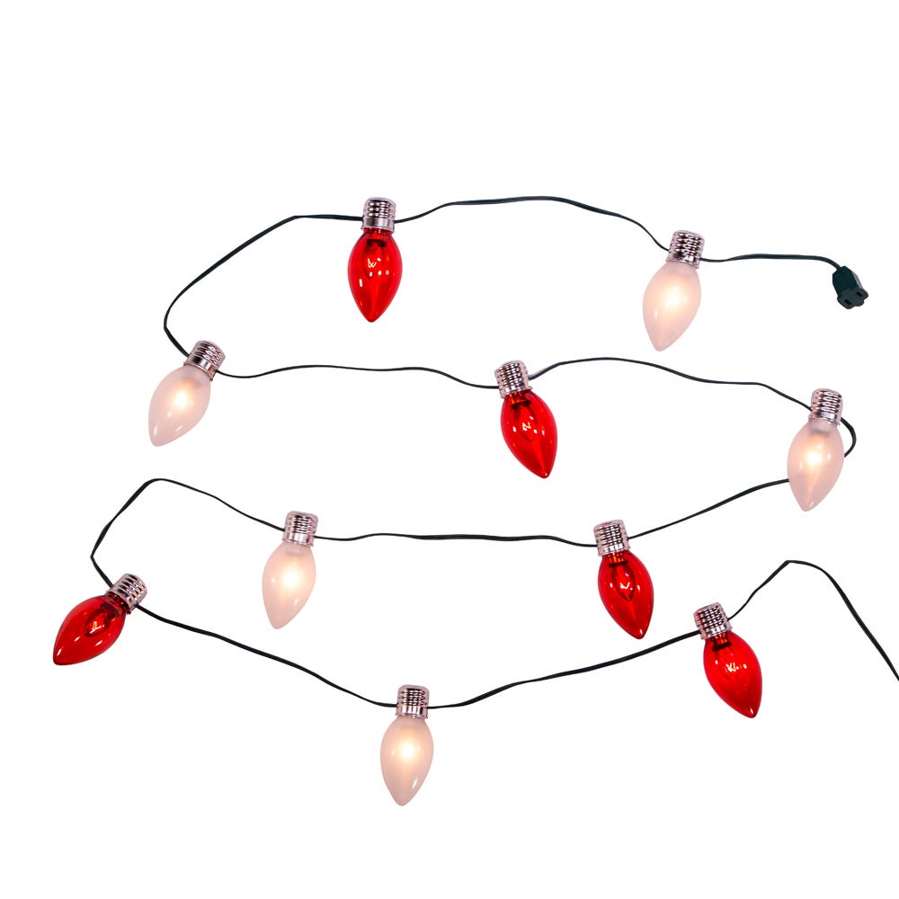 10-Light Red & White Giant C7 Light Set with UL Certified