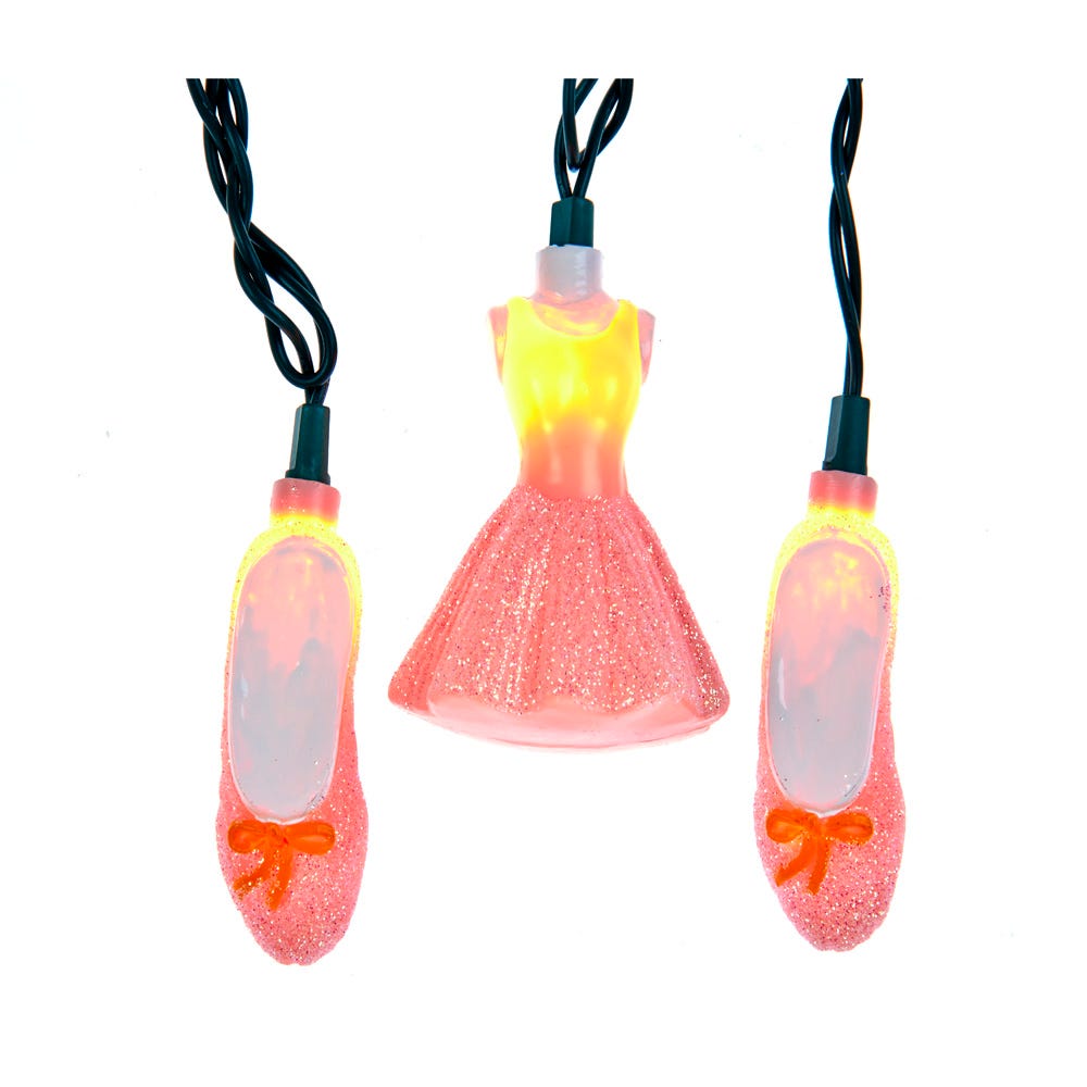 10-Light Glitter Tutu & Ballet Shoes Set with UL Certified