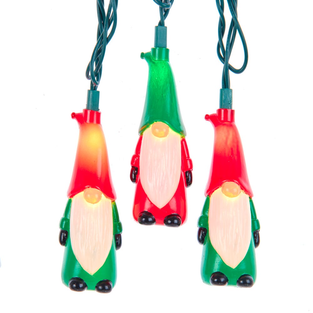10-Light Red & Green Gnome Light Set with UL Certified