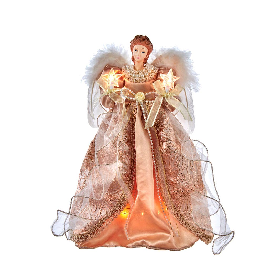 Picture of Kurt S. Adler UL2231 14 in. 10-Light Lighted Gold & Copper Angel Tree Topper with UL Certified