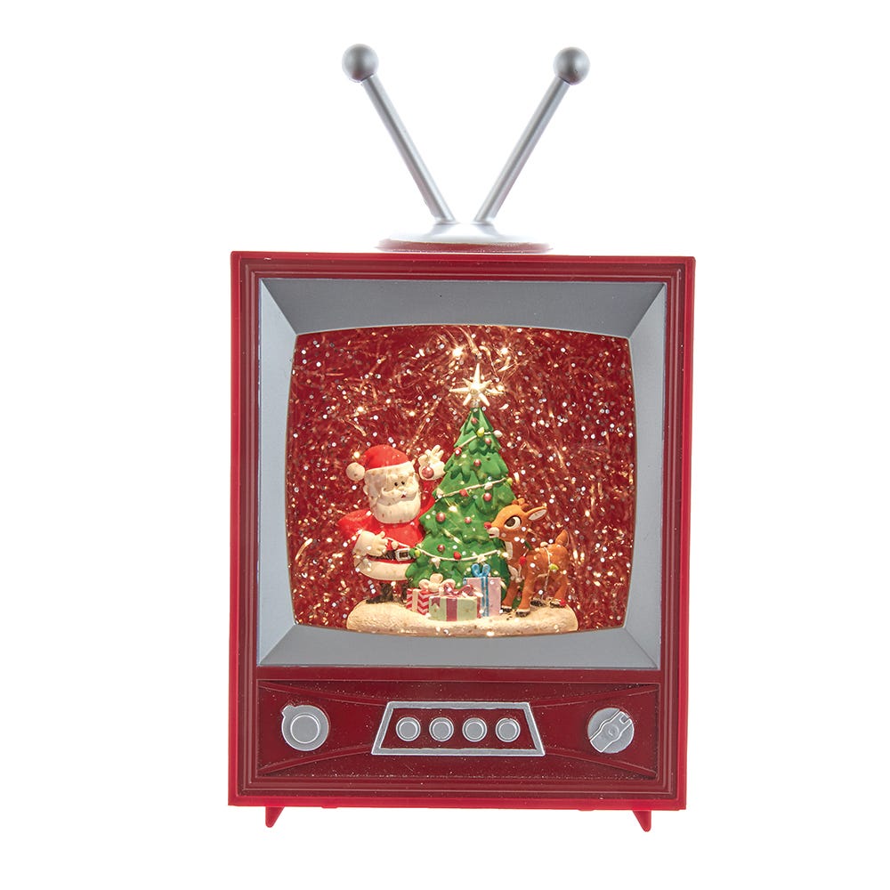 Picture of Rudolph The Red Nose Reindeer RU5222 8.5 in. Kurt Adler Battery-Operated Rudolph & Santa Musical TV Table Piece