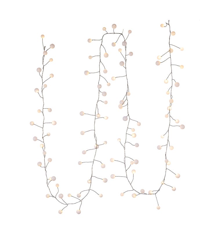 8 ft. 100-Light Warm White LED Bead Cluster Garland