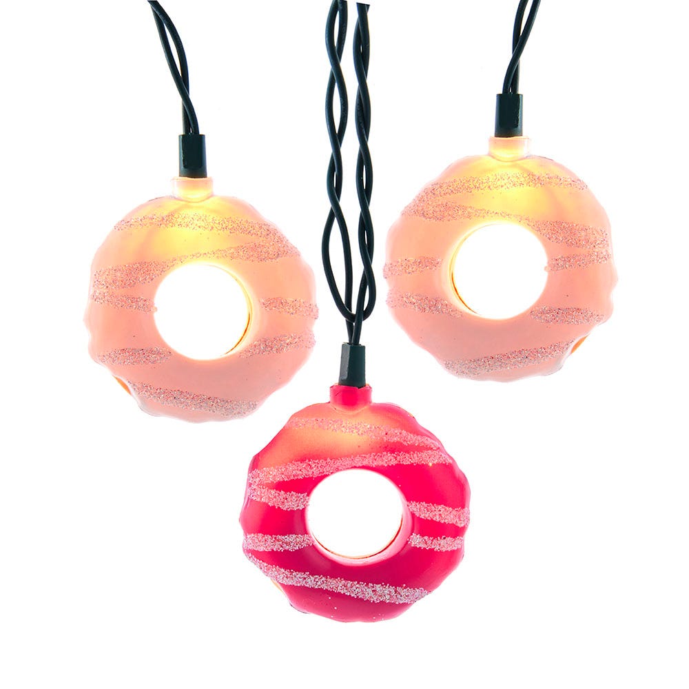 Kurt S. Adler UL4354 10-Light White & Pink Donuts Light Set with UL Certified