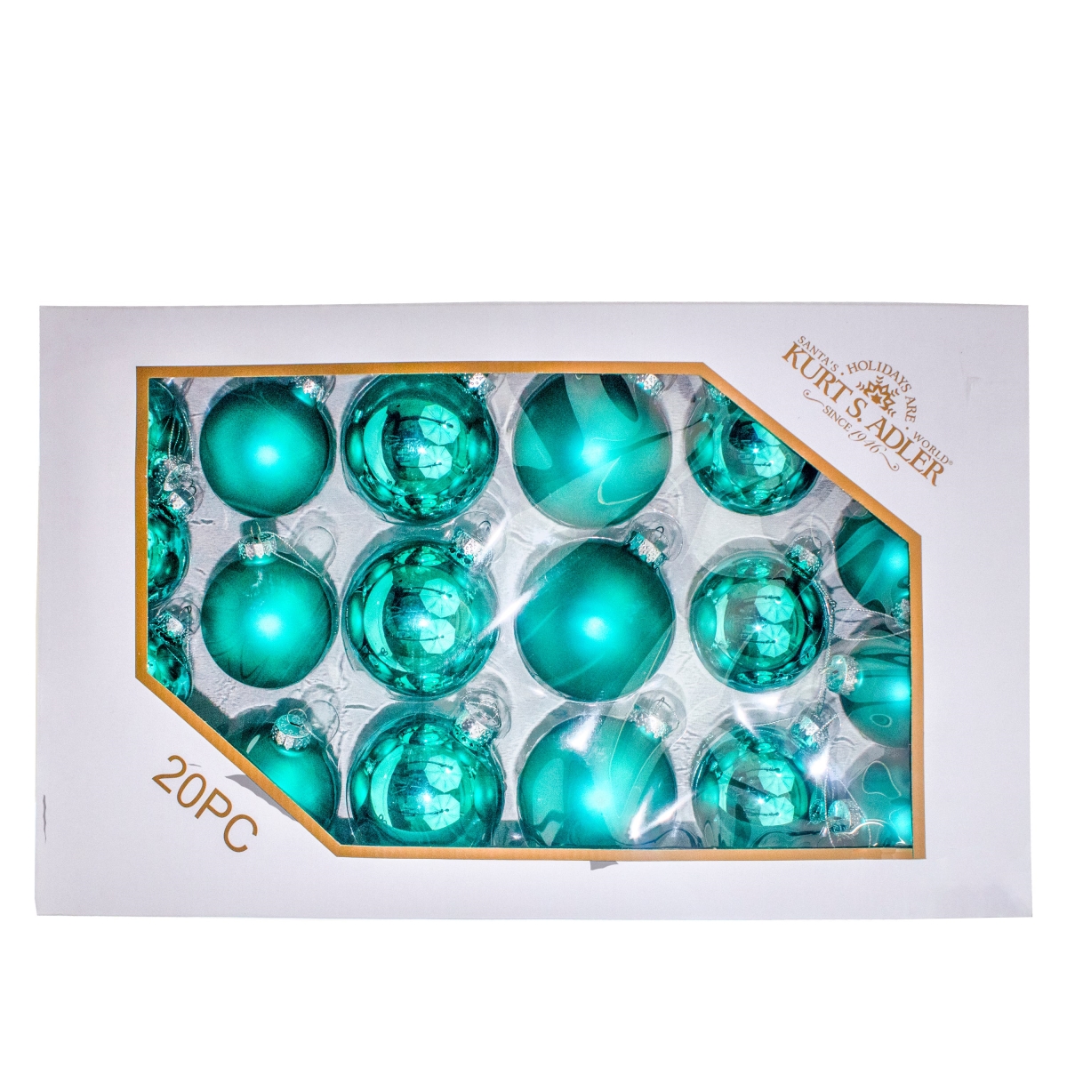 60-80 mm Shiny & Matte Teal Blue Balls Set - 20 Piece