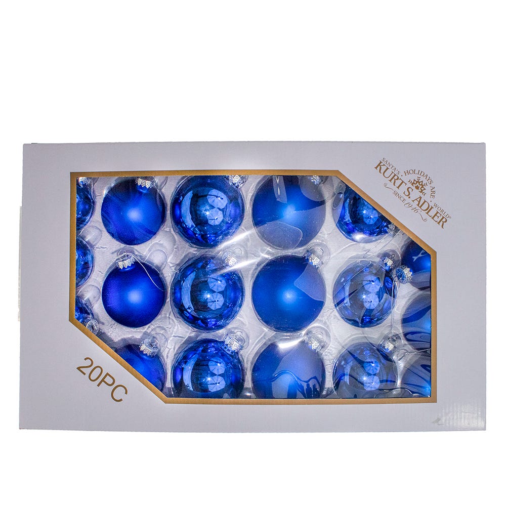 60-80 mm Shiny & Matte Blue Balls Set - 20 Piece