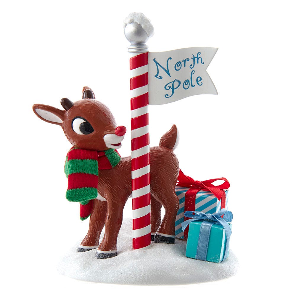 Picture of Rudolph The Red Nose Reindeer RU5221 6.5 in. Kurt Adler Fabrich Rudolph North Pole Table Piece